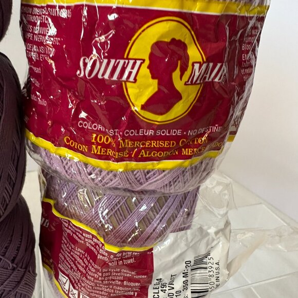 Crochet Thread Lot of 7 Assorted Purple Spools, South Maid 495 J&P Coats Vintage - Picture 9 of 9
